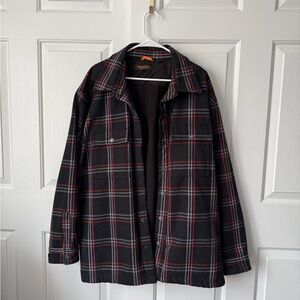 Men's Black and Red Plaid Shirt Jacket